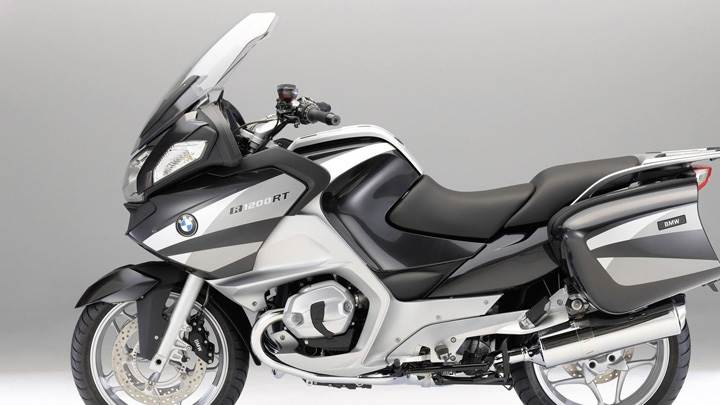 BMW R1200RT In Black And White Side Pose